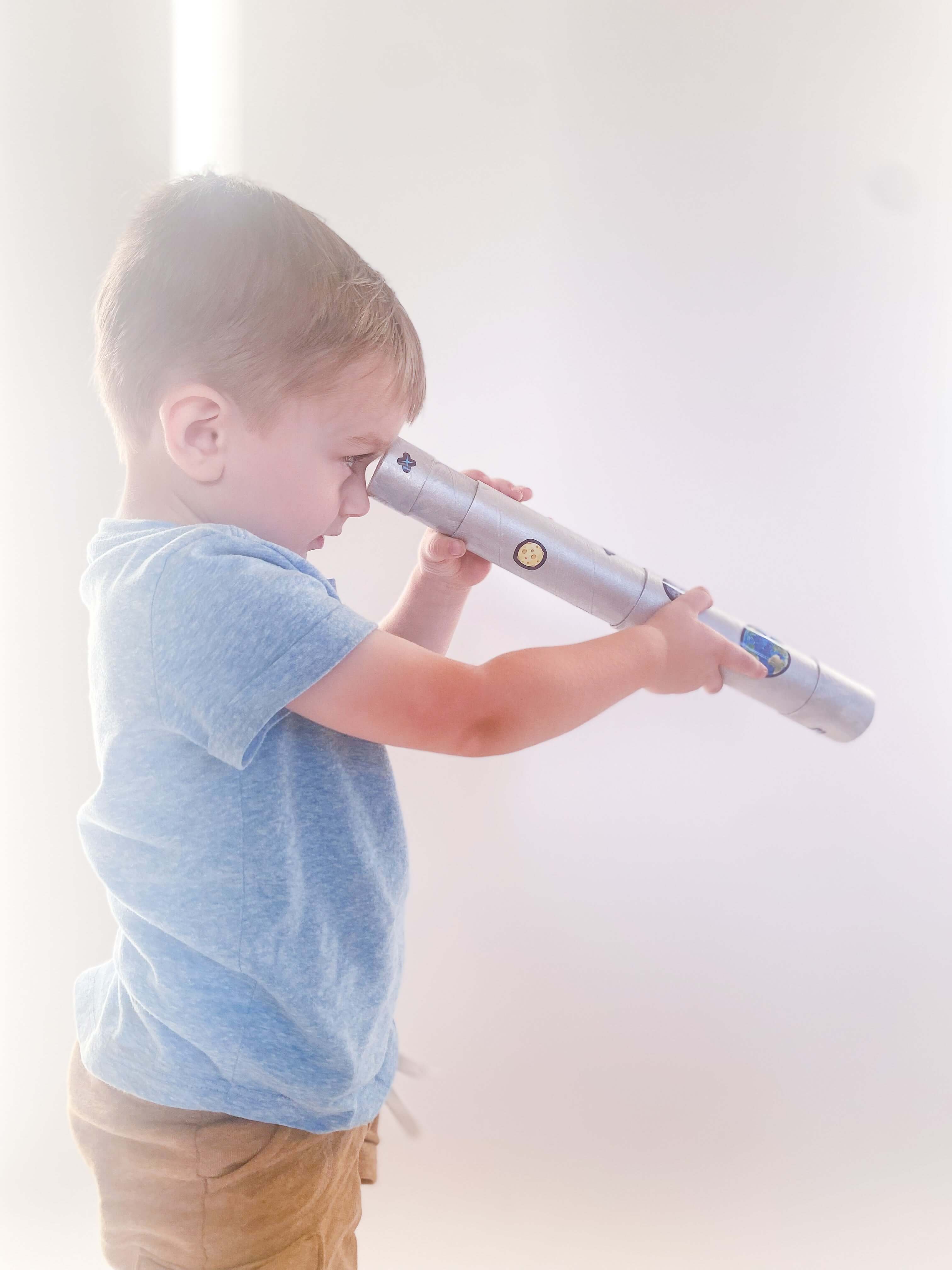 Into Space Kit telescope activity for ages 3-6.